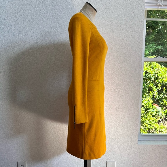 Claudia Strater Mustard Yellow Zip Sleeve Wool Blend Sheath Dress Sz: 34 EUR - Picture 5 of 10